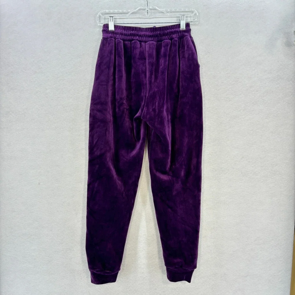 Kids Fleece Lined Jogger Pants L XL Purple Velvet Drawstring Waist Cozy Lounge‎